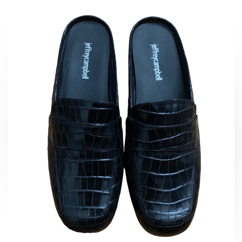 Jeffrey Campbell Croc Embossed Leather Mules